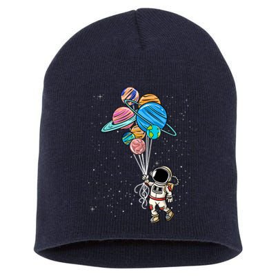 Astronaut Holding Planet Balloons Short Acrylic Beanie