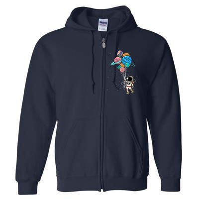 Astronaut Holding Planet Balloons Full Zip Hoodie