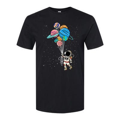 Astronaut Holding Planet Balloons Softstyle CVC T-Shirt