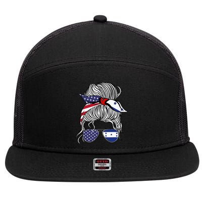 American Honduran Patriot Flag  Honduras Grown 7 Panel Mesh Trucker Snapback Hat