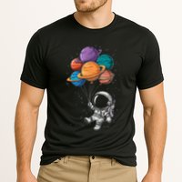 Astronaut Holding Planet Balloons Floating In Space Performance Shirt