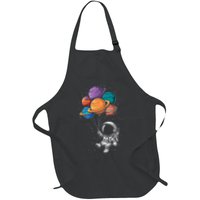 Astronaut Holding Planet Balloons Floating In Space Apron