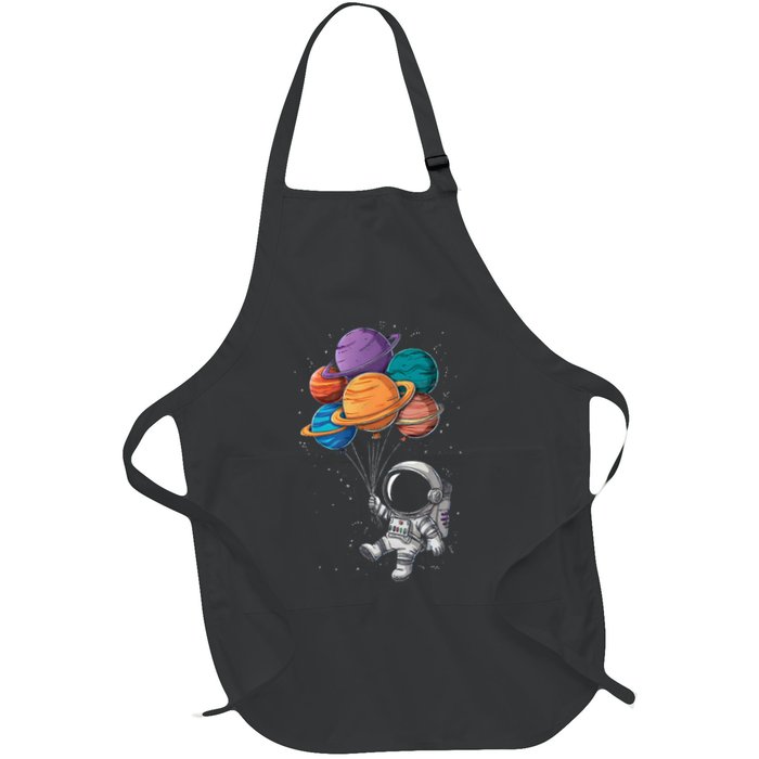 Astronaut Holding Planet Balloons Floating In Space Apron