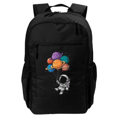 Astronaut Holding Planet Balloons Floating In Space Backpack