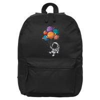 Astronaut Holding Planet Balloons Floating In Space 16 in Basic Backpack