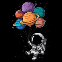 Astronaut Holding Planet Balloons Floating In Space 16 in Basic Backpack
