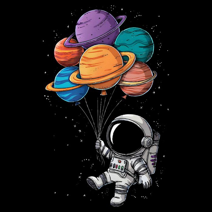 Astronaut Holding Planet Balloons Floating In Space 16 in Basic Backpack