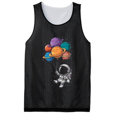 Astronaut Holding Planet Balloons Floating In Space Mesh Reversible Basketball Jersey Tank