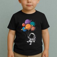 Astronaut Holding Planet Balloons Floating In Space Toddler T-Shirt