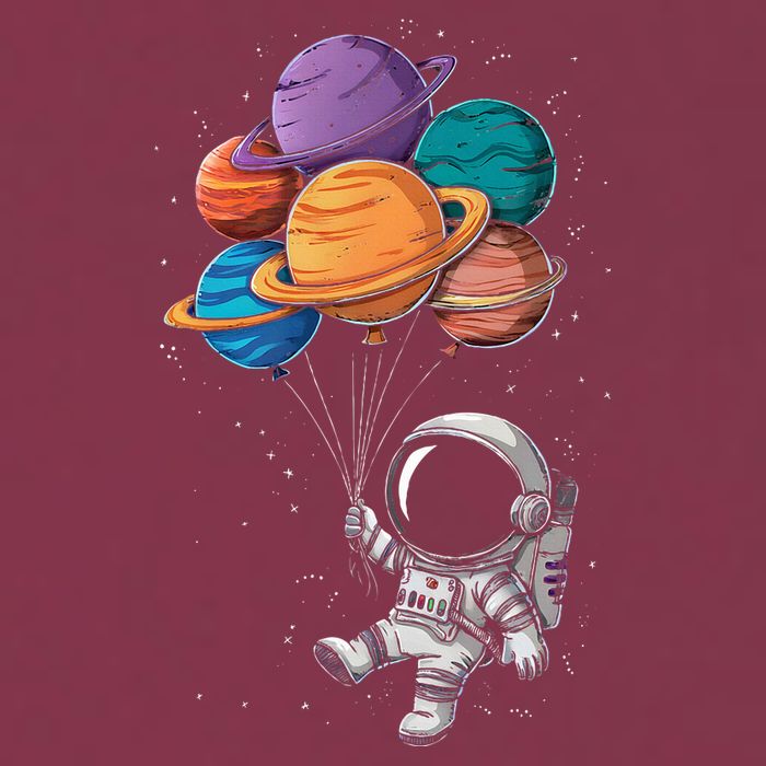 Astronaut Holding Planet Balloons Floating In Space 16oz Travel Tumbler