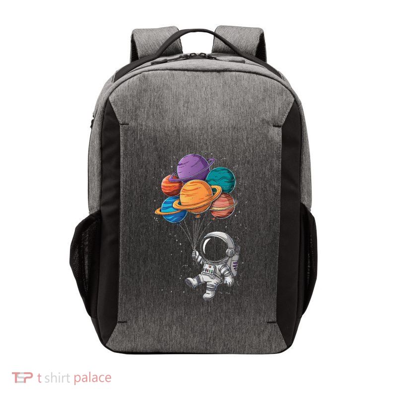 Astronaut Holding Planet Balloons Floating In Space Vector Backpack