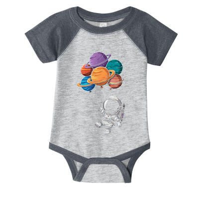 Astronaut Holding Planet Balloons Floating In Space Infant Baby Jersey Bodysuit