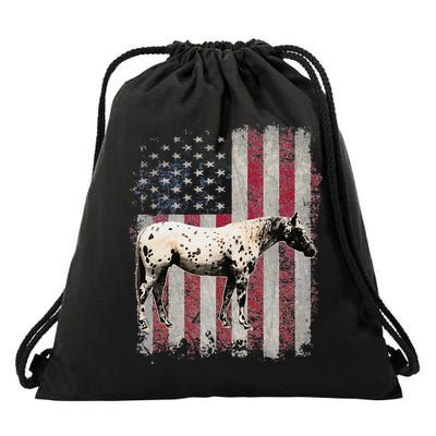 Appaloosa Horse Patriotic American Flag Vintage Horseback Drawstring Bag