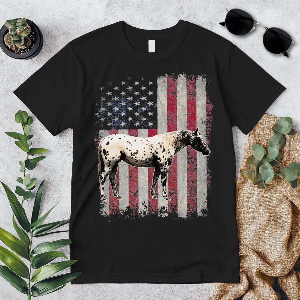 Appaloosa Horse Patriotic American Flag Vintage Horseback Premium T-Shirt