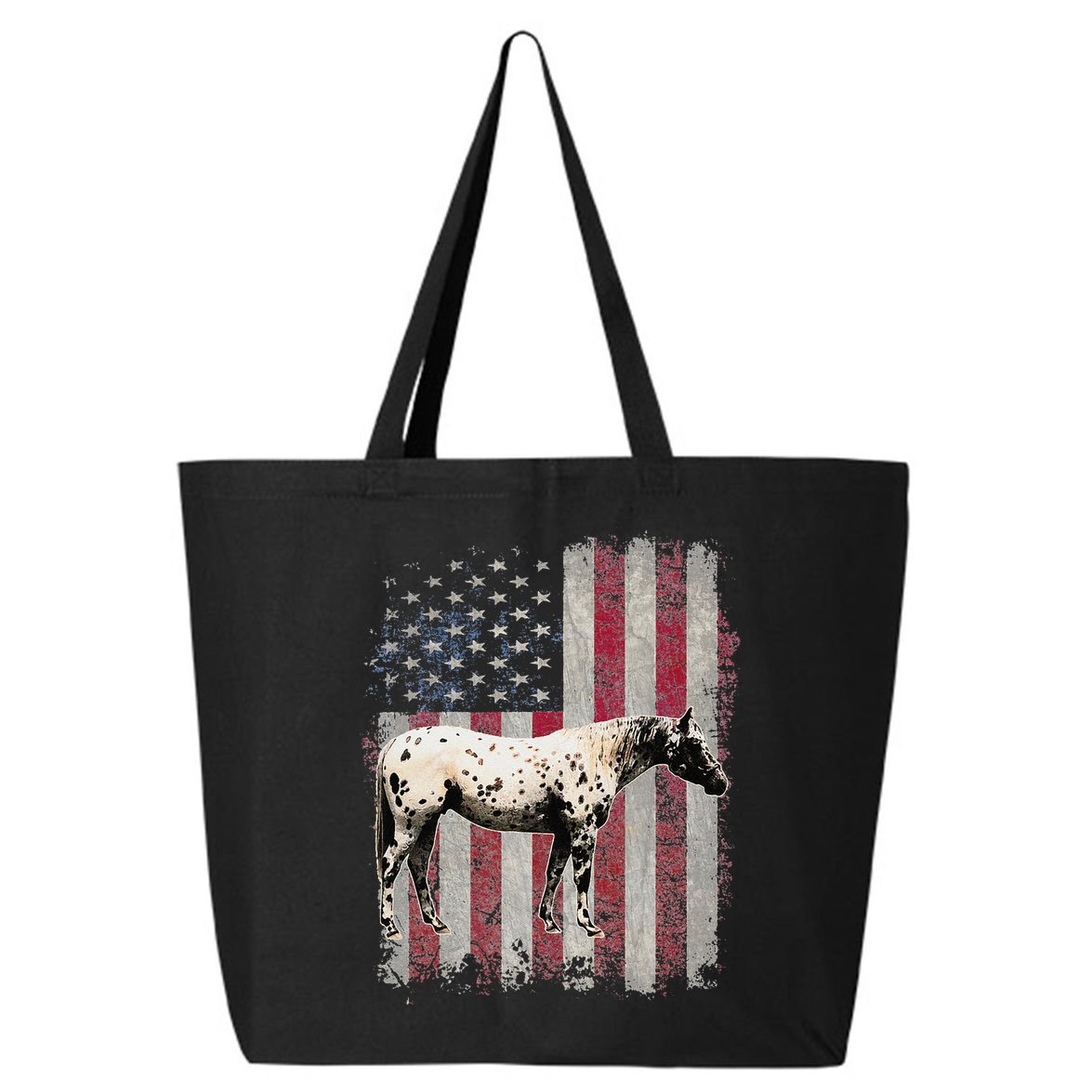 Appaloosa Horse Patriotic American Flag Vintage Horseback 25L Jumbo Tote
