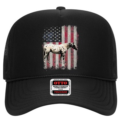 Appaloosa Horse Patriotic American Flag Vintage Horseback Trucker Hat