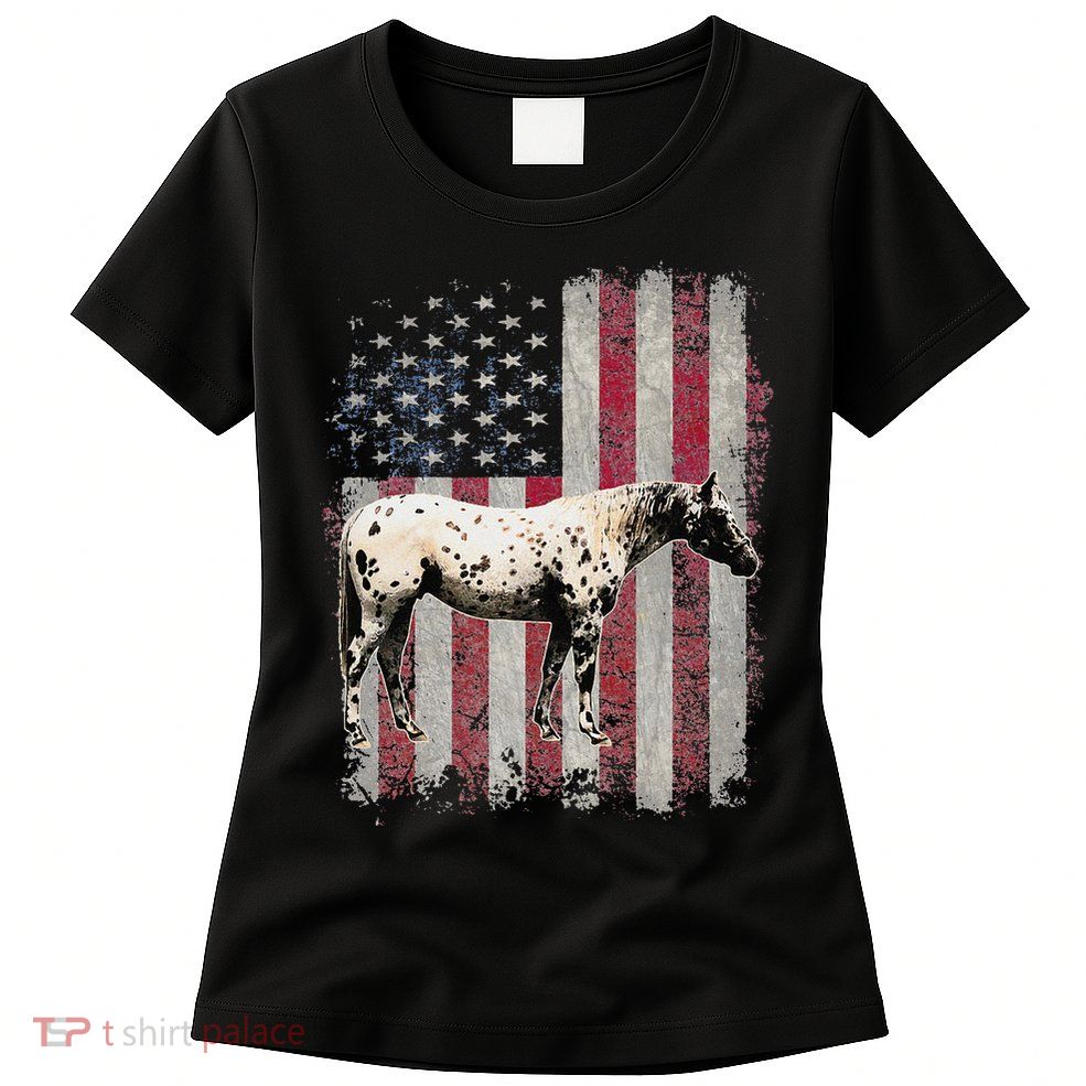 Appaloosa Horse Patriotic American Flag Vintage Horseback Womens T-Shirt