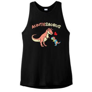 Auntiesaurus Heart Puzzle Dino Autism Awareness Aunt Cute Gift Ladies PosiCharge Tri-Blend Wicking Tank