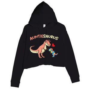 Auntiesaurus Heart Puzzle Dino Autism Awareness Aunt Cute Gift Crop Fleece Hoodie