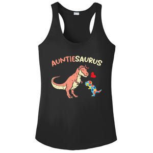 Auntiesaurus Heart Puzzle Dino Autism Awareness Aunt Cute Gift Ladies PosiCharge Competitor Racerback Tank