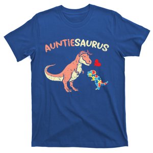 Auntiesaurus Heart Puzzle Dino Autism Awareness Aunt Cute Gift T-Shirt