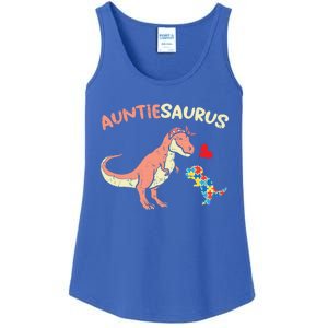 Auntiesaurus Heart Puzzle Dino Autism Awareness Aunt Cute Gift Ladies Essential Tank