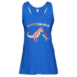 Auntiesaurus Heart Puzzle Dino Autism Awareness Aunt Cute Gift Ladies Essential Flowy Tank