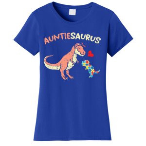 Auntiesaurus Heart Puzzle Dino Autism Awareness Aunt Cute Gift Women's T-Shirt