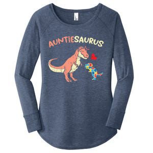 Auntiesaurus Heart Puzzle Dino Autism Awareness Aunt Cute Gift Women's Perfect Tri Tunic Long Sleeve Shirt