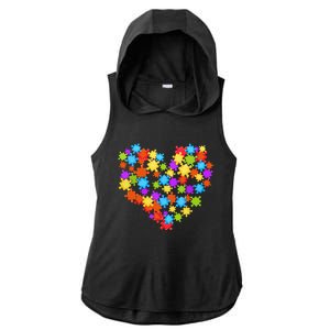 Autism Heart Puzzle Piece Autism Awareness Women Girl Ladies PosiCharge Tri-Blend Wicking Draft Hoodie Tank