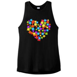 Autism Heart Puzzle Piece Autism Awareness Women Girl Ladies PosiCharge Tri-Blend Wicking Tank