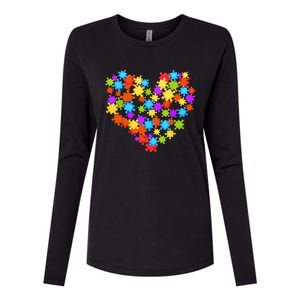 Autism Heart Puzzle Piece Autism Awareness Women Girl Womens Cotton Relaxed Long Sleeve T-Shirt