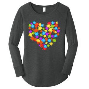 Autism Heart Puzzle Piece Autism Awareness Women Girl Women's Perfect Tri Tunic Long Sleeve Shirt