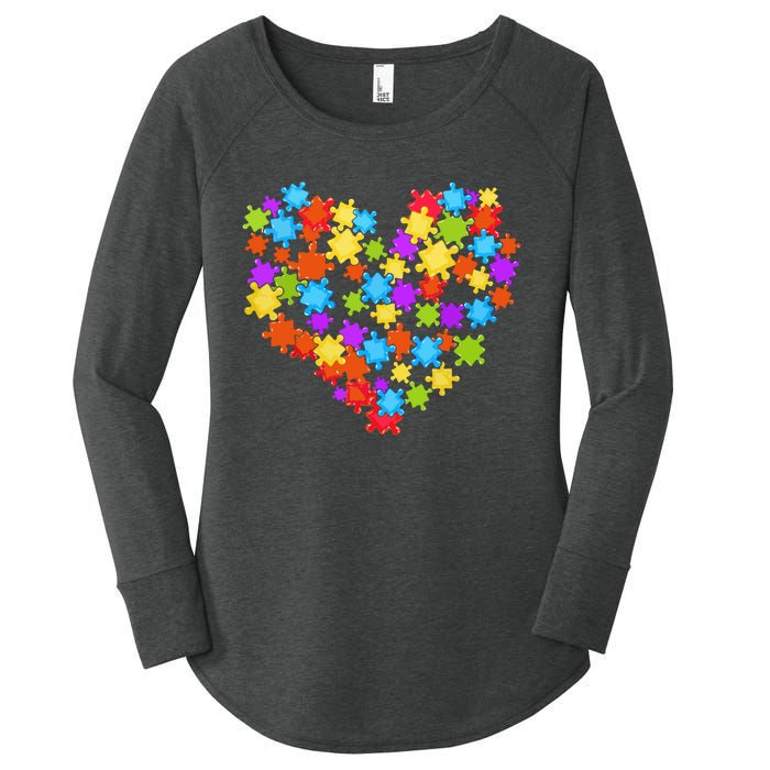 Autism Heart Puzzle Piece Autism Awareness Women Girl Women's Perfect Tri Tunic Long Sleeve Shirt