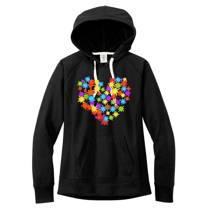 Autism Heart Puzzle Piece Autism Awareness Women Girl Women's Fleece Hoodie