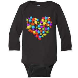 Autism Heart Puzzle Piece Autism Awareness Women Girl Baby Long Sleeve Bodysuit