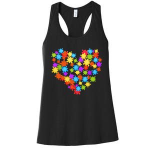 Autism Heart Puzzle Piece Autism Awareness Women Girl Women's Racerback Tank