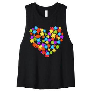 Autism Heart Puzzle Piece Autism Awareness Women Girl Women's Racerback Cropped Tank