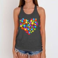 Autism Heart Puzzle Piece Autism Awareness Women Girl Women's Knotted Racerback Tank