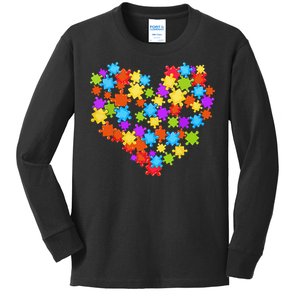 Autism Heart Puzzle Piece Autism Awareness Women Girl Kids Long Sleeve Shirt