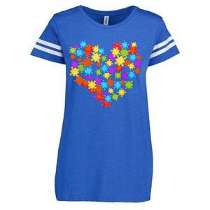 Autism Heart Puzzle Piece Autism Awareness Women Girl Enza Ladies Jersey Football T-Shirt