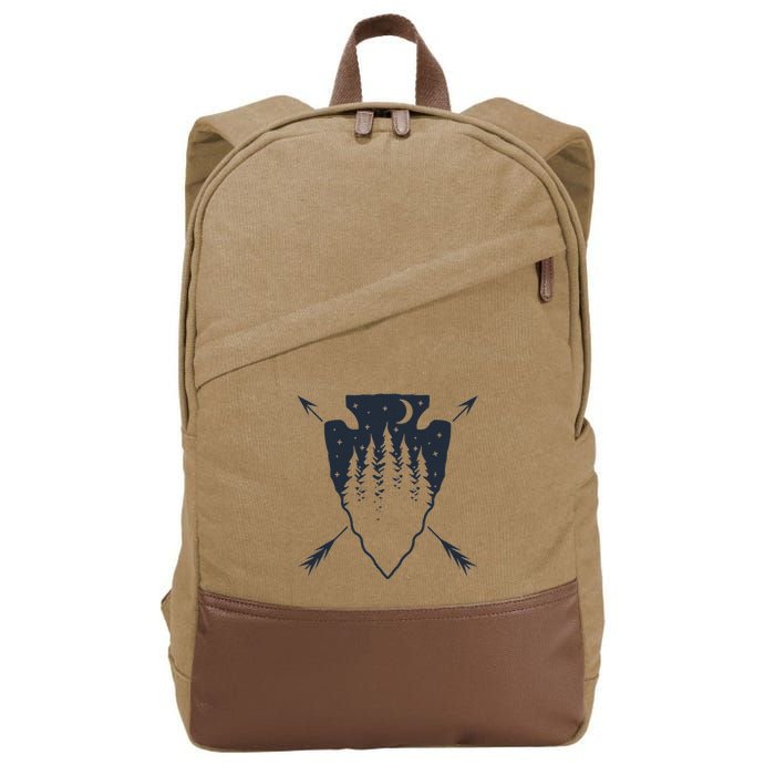 Arrowhead Hunting Pine Tree Moon Scenery Arrowhead Hunter Cotton Canvas Backpack