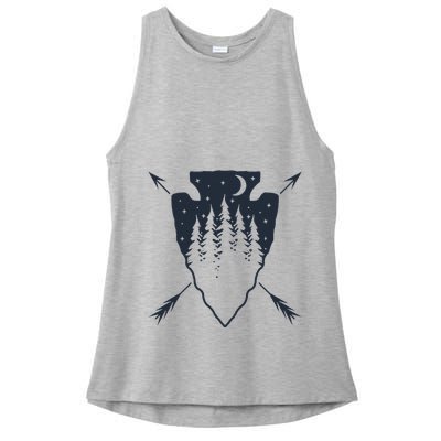 Arrowhead Hunting Pine Tree Moon Scenery Arrowhead Hunter Ladies PosiCharge Tri-Blend Wicking Tank