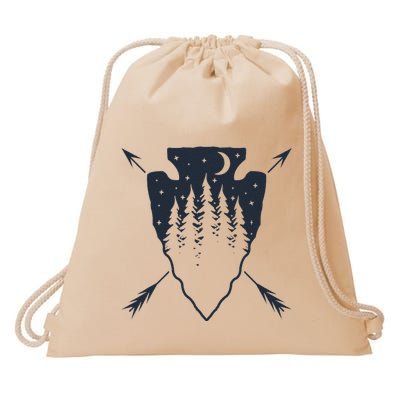 Arrowhead Hunting Pine Tree Moon Scenery Arrowhead Hunter Drawstring Bag