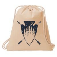 Arrowhead Hunting Pine Tree Moon Scenery Arrowhead Hunter Drawstring Bag