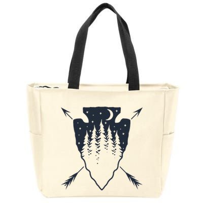 Arrowhead Hunting Pine Tree Moon Scenery Arrowhead Hunter Zip Tote Bag