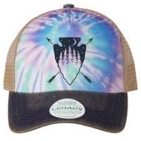 Arrowhead Hunting Pine Tree Moon Scenery Arrowhead Hunter Legacy Tie Dye Trucker Hat