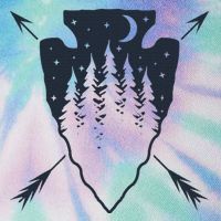 Arrowhead Hunting Pine Tree Moon Scenery Arrowhead Hunter Legacy Tie Dye Trucker Hat