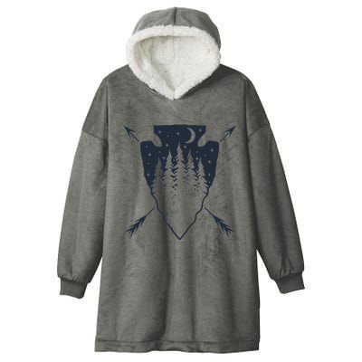 Arrowhead Hunting Pine Tree Moon Scenery Arrowhead Hunter Hooded Wearable Blanket