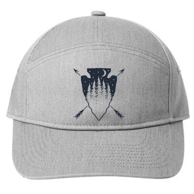 Arrowhead Hunting Pine Tree Moon Scenery Arrowhead Hunter 7-Panel Snapback Hat